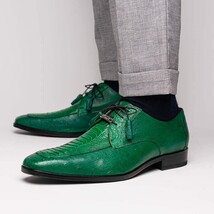Andretti Genuine Ostrich Leg Dress Derby's Shoes Lemon Green image 6