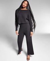 MSRP $80 Jeannie Mai X Inc Lisa Wide-Neck Off-The-Shoulder Top Black Size Large - £14.73 GBP