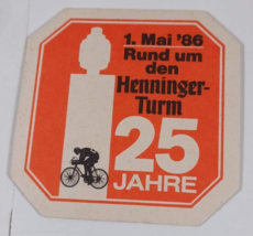 Vintage Beer Coaster Henninger turm 25 jahre mai 86 very good - $9.90