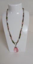Vintage Napier Silvertone Necklace 16” Pink Gardenview - $336.58 MXN