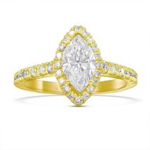 14k Yellow Gold Finish 1.30 Ct Marquise Cut Diamond Wedding Engagement Ring 925 - £74.33 GBP