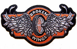 BROKEN WINGS BIKER WHEEL EMBRODIERED PATCH P6180 wing MOTORCYCLE jacket ... - $9.49