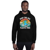 Keep The Sea Plastic Free Save Environment Ocean Unisex Hoodie Black - $32.29+