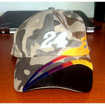 Jeff Gordon Hat #24 Nascar Racing Cap Camo With Racing Stripes Flames Ad... - $15.69