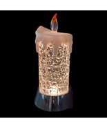 Snow Globe Candle Glass Christmas Light Up Glitter Swirling Vintage 90s ... - £31.25 GBP