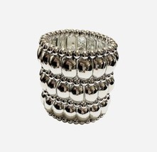 Extra Wide Silver Tone Stretch Bangle Bracelet Fashion Jewelry NWT - £10.07 GBP