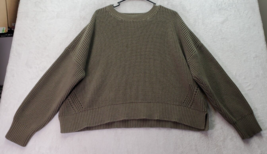 Duluth Crop Sweater Womens XL Olive Chunky Knit Cotton Long Sleeve Round Neck - £20.38 GBP
