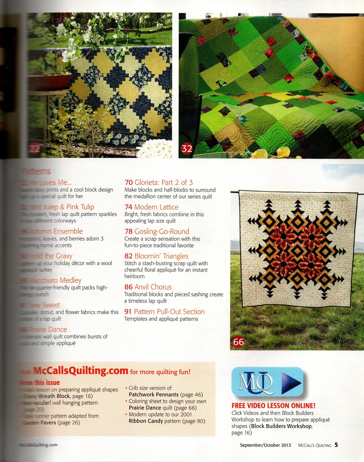 Image 2 of McCall's Quilting Magazine New Fall Favorites Wool Projects Autumn Triangles