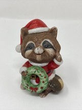 Vintage HOMCO #5611 Christmas Santa Racoon Porcelain Figurine Holiday - £8.56 GBP