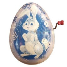 MATTEL Windup Metal Easter Egg Music Box Purple Blue Bunny Rabbit Toy VT... - £15.40 GBP