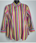 Lauren Ralph Lauren LRL Button Shirt Womens Large Colorful Striped Top V... - $24.99