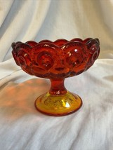 L.E. Smith &quot;Moon &amp; Stars&quot; Amberina Candleholder Compote - £14.97 GBP