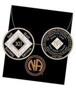 12 Year Black and Silver Glitter NA Medallion Official Narcotics Anonymo... - £28.82 GBP