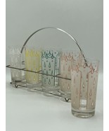 1950s Raindrops Highball Glasses by Fred Press - set of 5 with Original Carrier - $126.72