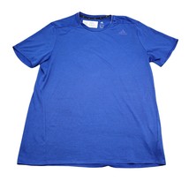 Adidas Shirt Mens L Blue Climalite Crew Neck Short Sleeve Logo Print Pul... - $18.69