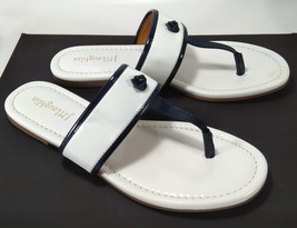 J Mclaughlin Leslie Flip Flop Thong Sandals Size 9 M White with Navy Acc... - $26.59