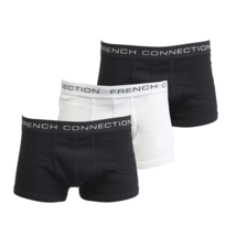 French Connection Men&#39;s Black White Black 3 Pack Trunks - £10.84 GBP