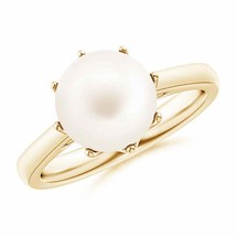 ANGARA Freshwater Pearl Solitaire Crown Ring for Women, Girls in 14K Solid Gold - £228.21 GBP