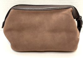 Vintage Icelandair Small Tolietry Cosmetic Bag Brown Top Zip 8 x 5 x 3 in - £11.65 GBP