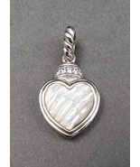 Judith Ripka Sterling Silver Mother Of Pearl CZ Heart Charm Pendant Enha... - £117.95 GBP
