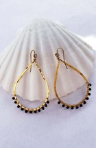 Large Hoops Gold hops with Czech beads Surgical steel earrings Summer je... - £17.44 GBP