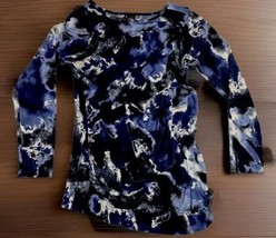 Bisou Bisou Size Large Long Sleeve Tie Dye Blue White - $8.81