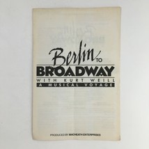 1990 The Threepenny Opera Present Berlin To Broadway with Kurt Weill - £14.85 GBP
