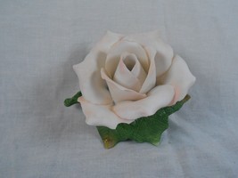 White Pink Rose with Leaves Bisque or Porcelain - £7.45 GBP