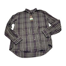 Perry Ellis Shirt Men Large Black Plaid 100% Cotton Long Sleeve Casual Button-Up - £29.59 GBP