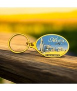 Vtg Keychain Nashville Tennessee Oval Gold METAL Music City USA Enamel  ... - $18.94 CAD
