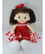 Linzy Toys Lucia Cheerleader Plush Brown Hair Red/White Pompoms 17&quot; - £13.18 GBP