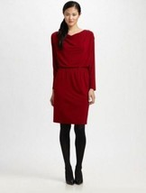 NEW Josie Natori Red Isla Long Sleeve Jersey Dress (Size S) - MSRP $395.00! - £63.90 GBP