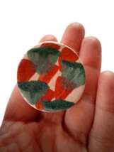 Hand Painted Abstract Brooch For Women, Handmade Ceramic Jewelry Round L... - £27.00 GBP