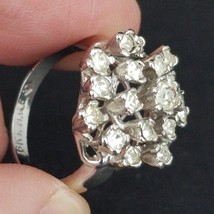 18KT white GOLD hge ESTATE! clear CUBIC ZIRCONIA ladies ring SIZE 6 - €27,38 EUR