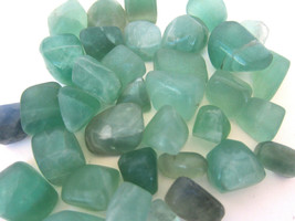 One Green Fluorite Tumbled Stone 20-25mm QTY1 Healing Crystal Vertigo Third Eye - $1.93