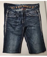 Women&#39;s Rock Revival Leah Boot Dark Wash Embellished Denim Jeans Size 27 - £41.83 GBP