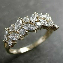 1.5Ct Marquise Cut Cubic Zirconia Engagement Band Ring Yellow Gold-Plated Silver - £61.13 GBP