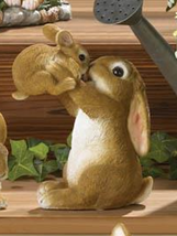 Playful Mom And Baby Bunny Rabbit Figurine Indoor Outdoor - $32.62