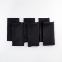 Homes Black Linen Napkins Set of 6-20 X 20 Inch, 100% Pure Linen - £96.29 GBP
