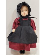 Vintage 7.5&quot; Porcelain Amish Girl Doll Black/Red Outfit with Moveable Limbs - £17.37 GBP