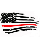 Thin Red Line American Flag Tattered Distressed  Decal Sticker Car Truck... - £7.11 GBP+