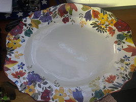 Rare THE PIONEER WOMAN Timeless Floral Pattern Fall Flowers Turkey Platter 21 in - £68.62 GBP