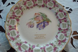 Carnation Mc Nicol calendar plate 1910, marked compliments of J.B.Bahr - $46.05