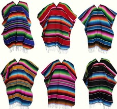 Uni-Sex Adult One Size Multi-Color Mexican Zarape Serape Poncho Folklori... - $29.92