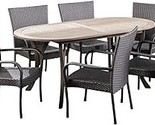 Christopher Knight Home Ford Outdoor 7 Piece Wood and Wicker Dining Set,... - £1,237.19 GBP