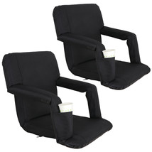 2 Pcs Stadium Seat Padded Chair For Bleachers With Back&amp; Arm Rest 5 Posi... - $127.99