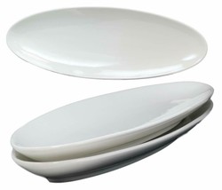 Contemporary Sleek Style White Porcelain Oval Plate Serving Platter 16&quot;L 3 Pack - £35.95 GBP