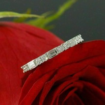 1.1Ct Multi-Shape Simulated Diamond Half Eternity Wedding Band Sterling Silver - £58.83 GBP
