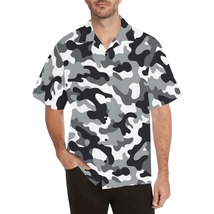Gray Army Camouflage Pattern Men&#39;s All Over Print Hawaiian Shirt - £28.04 GBP