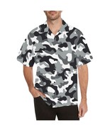 Gray Army Camouflage Pattern Men&#39;s All Over Print Hawaiian Shirt - $47.54 CAD